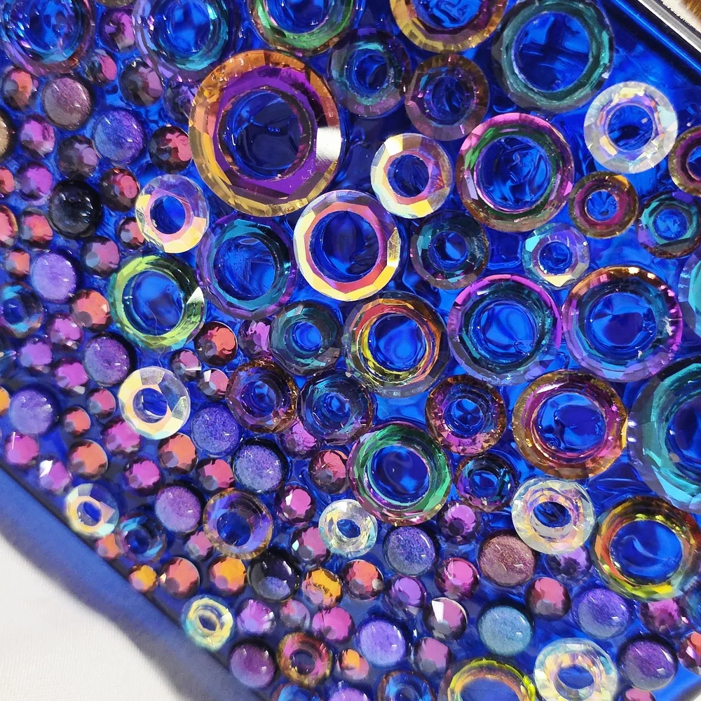 Handmade Pearl Chaos Blue Transparent Acrylic Clutch - Acid Rain - Picture 5 of 7